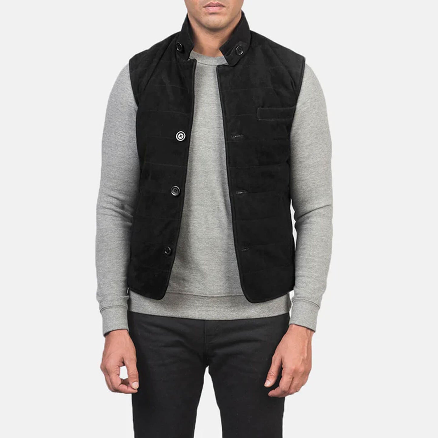 ShadowCreek Suede Leather Vest – Midnight Black Edition