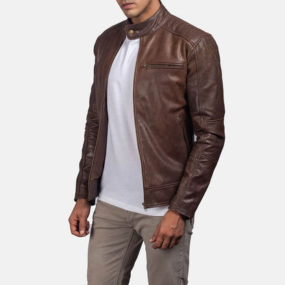 IronTrail Leather Biker Jacket – Vintage Brown Edition