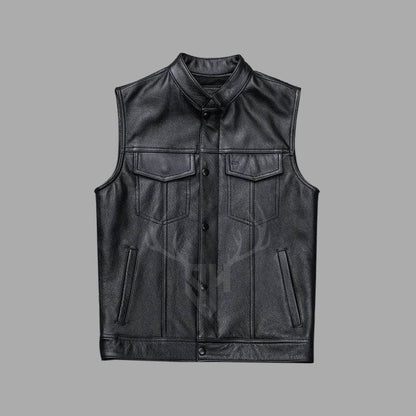 Classic Motorcycle Leather Vest - Customizable