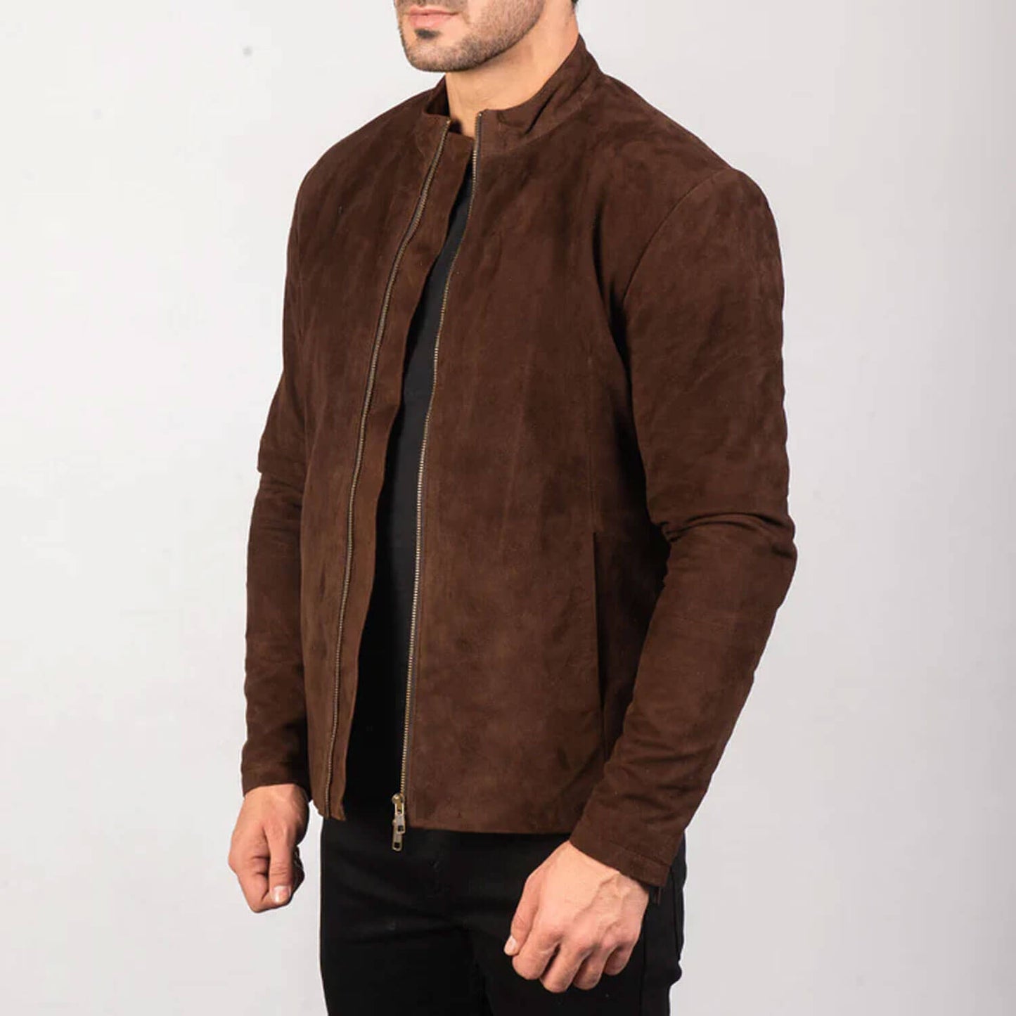 DesertForge Suede Biker Jacket – Mocha Charcoal Edition
