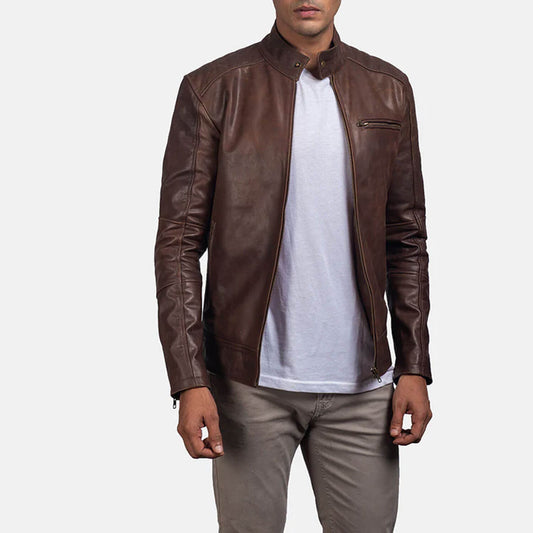 IronTrail Leather Biker Jacket – Vintage Brown Edition