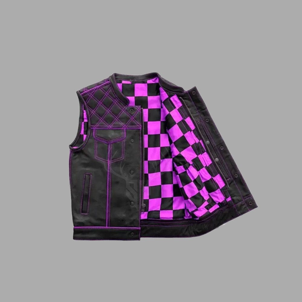 Motorcycle Leather Vest with Printed box Lining - Customizable