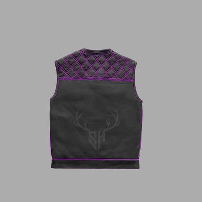 Motorcycle Leather Vest with Printed box Lining - Customizable