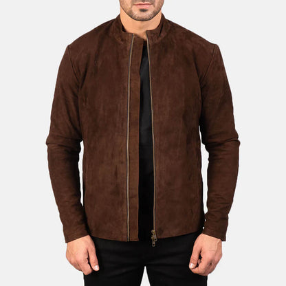 DesertForge Suede Biker Jacket – Mocha Charcoal Edition