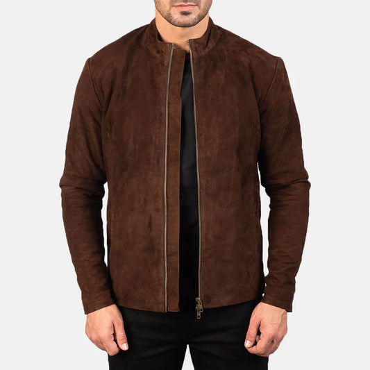 DesertForge Suede Biker Jacket – Mocha Charcoal Edition