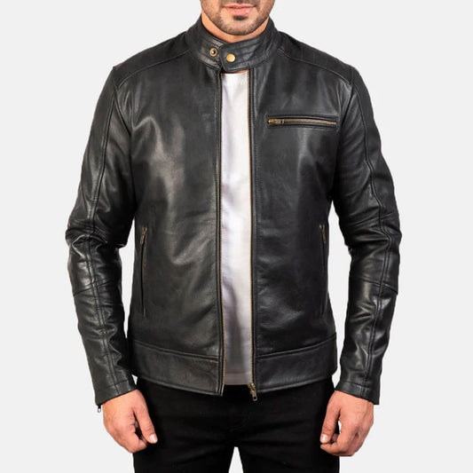 SteelRogue Leather Biker Jacket – Midnight Black Edition