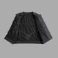 Blue Combed Motorcycle Club Vest - Perforated Leather, Printed Lining and ribbed Armholes