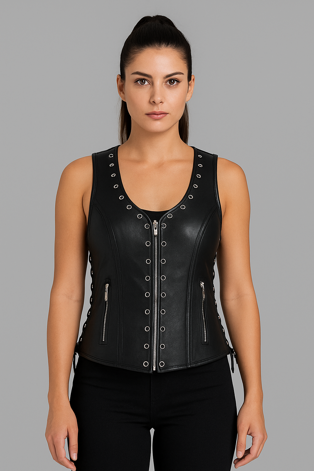 Rebel Rider Women's Studded Leather Vest