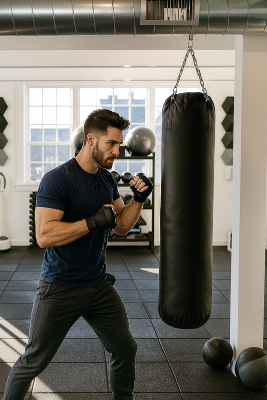 Black Buffalo Leather Heavy Punching Bag – Premium Hanging Bag for Boxing & MMA Training