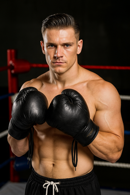 Black Vintaro Lace-Up Leather Boxing Gloves