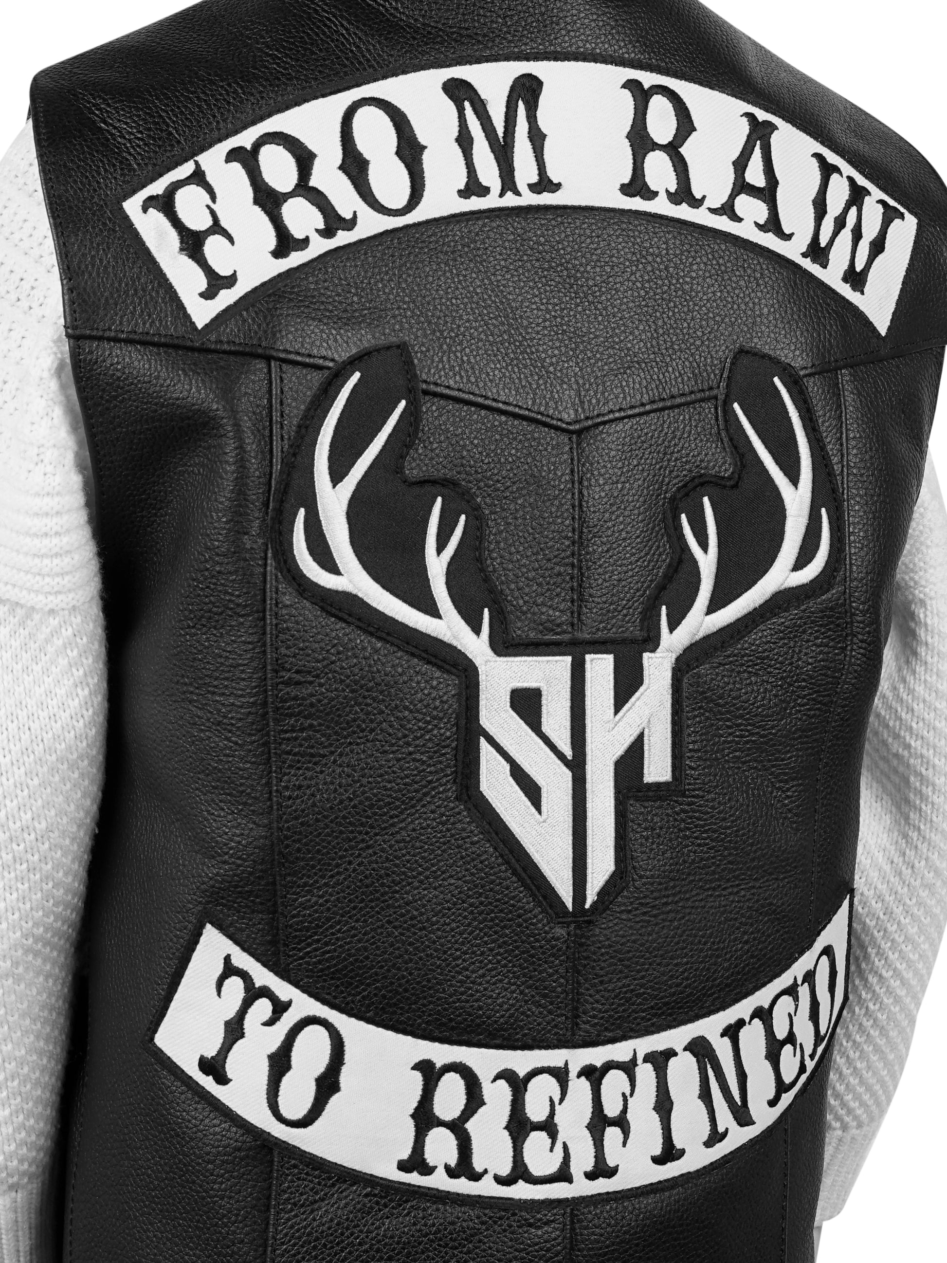 Child-size leather motorcycle vest with rugged build and soft interior—personalized for junior riders and club wear with professional craftsmanship.