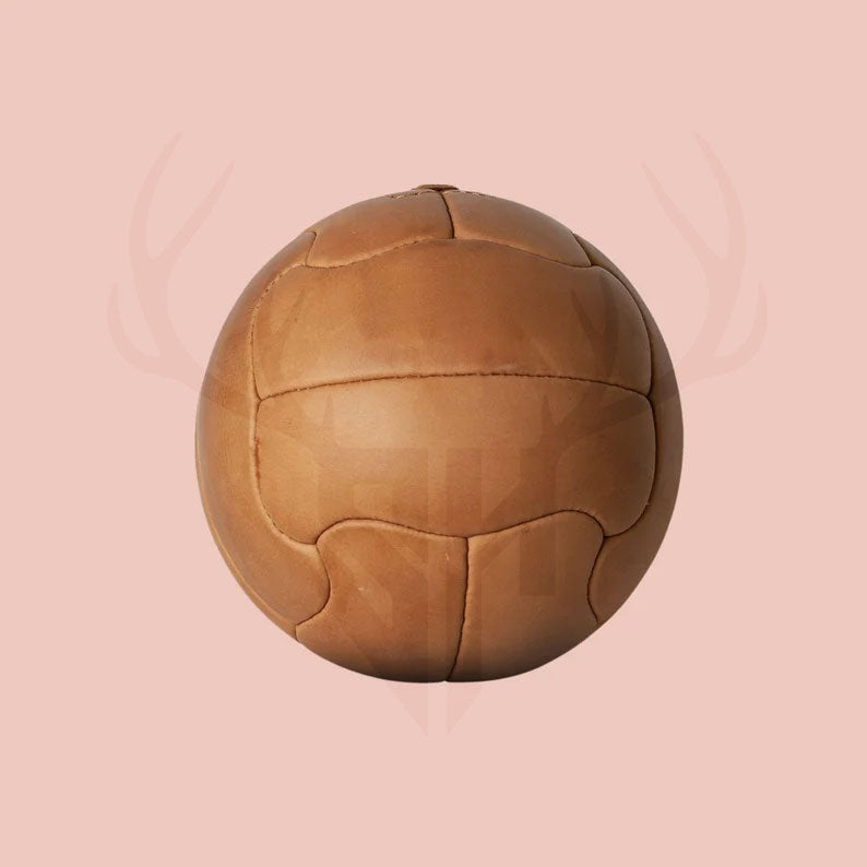 Personalized 1950s vintage leather football with engraved name or number, offering a unique collector’s gift idea for football lovers, coaches, and historical sports memorabilia buyers.

