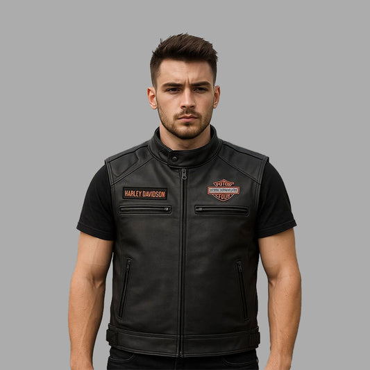 Harley Davidson Black Leather Vest