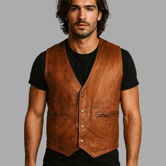 Rustcrafter Distressed Brown Biker Vest