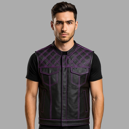Motorcycle Leather Vest with Printed box Lining - Customizable