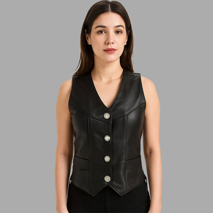 Midnight Rogue Women's Cowhide Biker Vest – Customizable