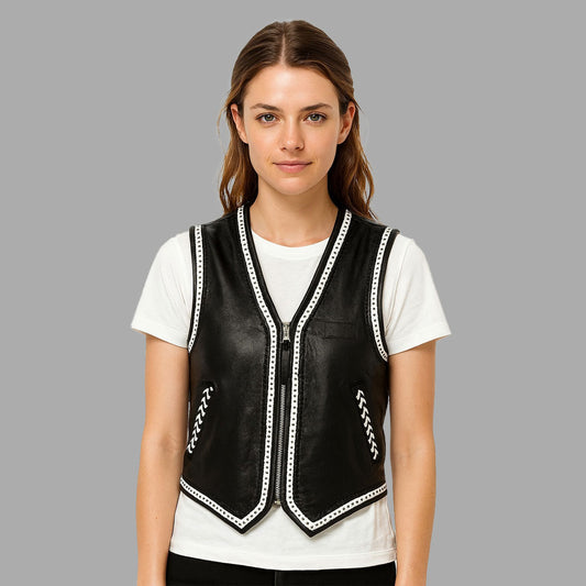 Ironbraid Black Cowhide Western Biker Vest – Custom Fit
