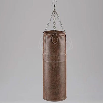 High-quality stainless steel hanging chain attached to Burnt Brown Leather Heavy Punching Bag. Designed for secure installation in home gyms, commercial gyms, and fitness centers. Chain supports heavy weight and intense boxing, MMA, and kickboxing workouts. Durable and reliable for heavy punching bag suspension.