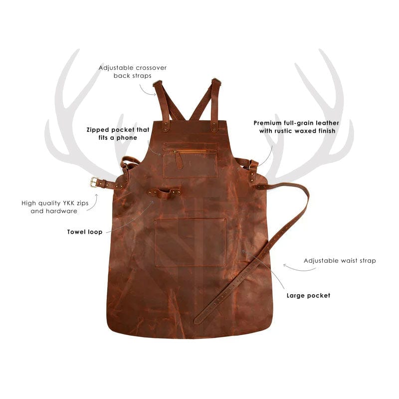 full-grain leather apron for artists, versatile leather apron, brown leather apron for woodworkers, adjustable leather straps apron, long-lasting leather apron
premium leather apron for chefs, tool storage leather apron, heavy-duty leather work apron, leather apron with towel loop, customizable leather apron



