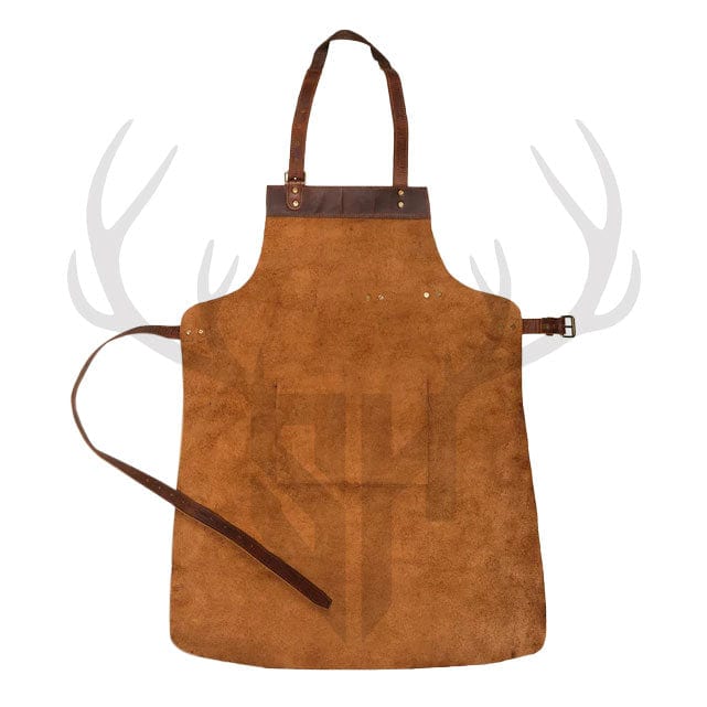 handmade full grain leather apron, professional leather apron for grilling, rustic brown cooking apron, leather apron for kitchen use, butcher leather apron

