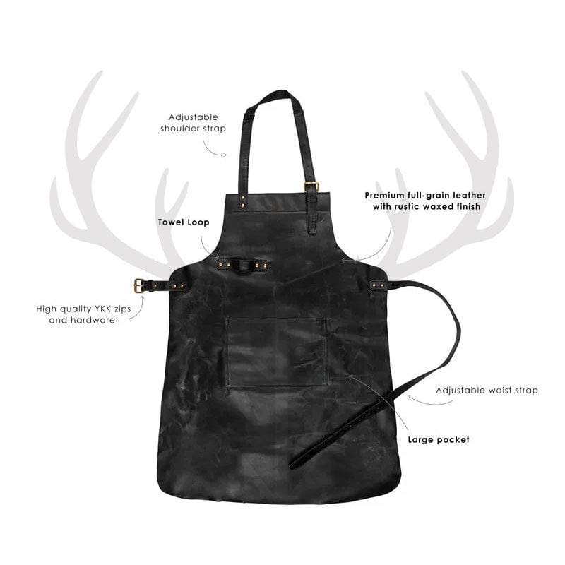 heavy duty leather apron, vintage leather apron, chef apron full grain leather, handmade apron with straps, black leather utility apron

