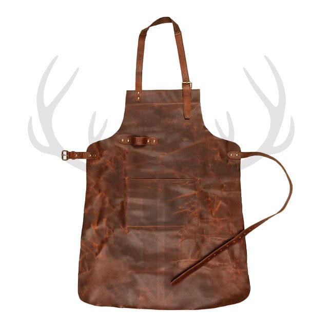 premium leather apron for woodworking, durable leather apron for chefs, vintage leather workshop apron, custom leather tool apron, Staghide brown leather apron


