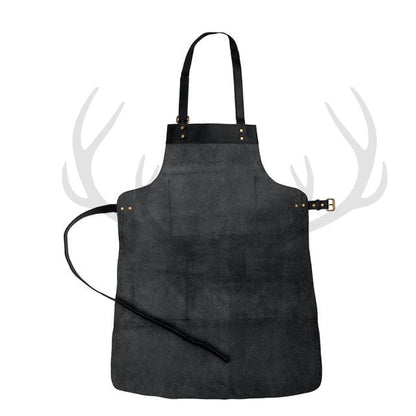 Rear view of the ForgeWear Deep Black Leather Apron, showing neck and waist straps in action—secured comfortably around the back with a clean, minimal profile. Designed to distribute weight evenly while offering flexibility and support for all-day wear.


